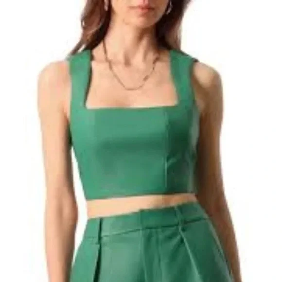 7 for All Mankind Faux Leather Crop Top L - Picture 5 of 5